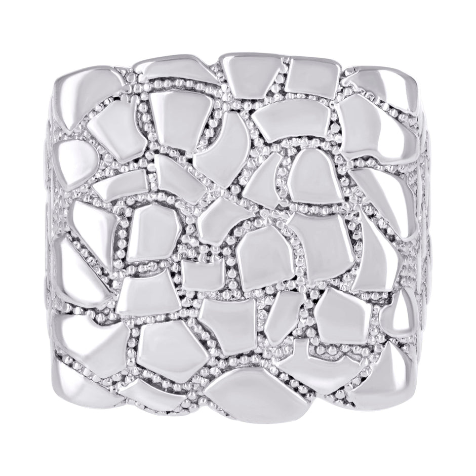 925 Sterling Silver Mens Nugget Square Head Fashion Ring Size 9