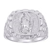 925 Sterling Silver Mens Nugget Guadalupe Religious Ring Size 10 - SLV-134524