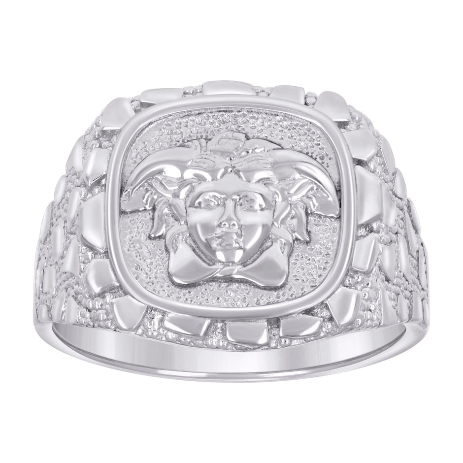 925 Sterling Silver Mens Nugget Medusa Egyptian Ring Size 9