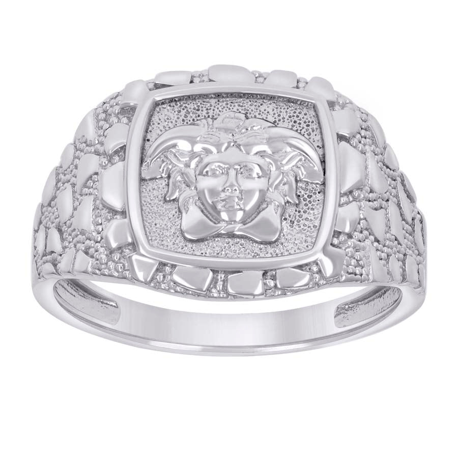 925 Sterling Silver Mens Nugget Medusa Egyptian Ring Size 10 - SLV-134571