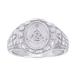 925 Sterling Silver Mens Nugget Masonic Symbol Ring Size 10 - SLV-134575