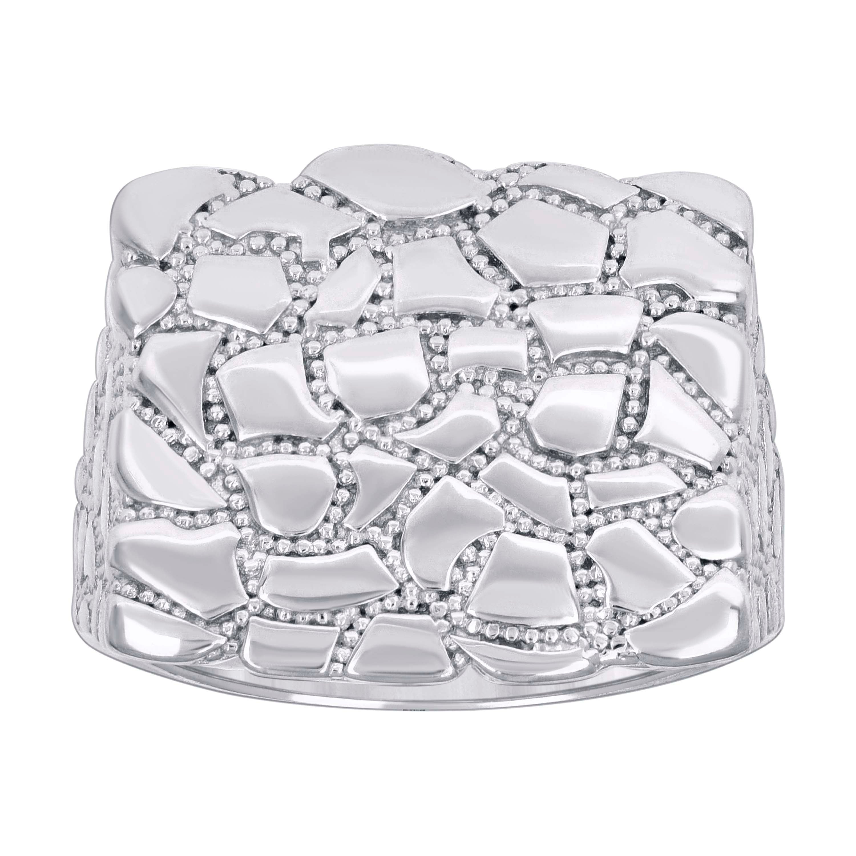925 Sterling Silver Mens Nugget Square Head Fashion Ring Size 11 - SLV-134580