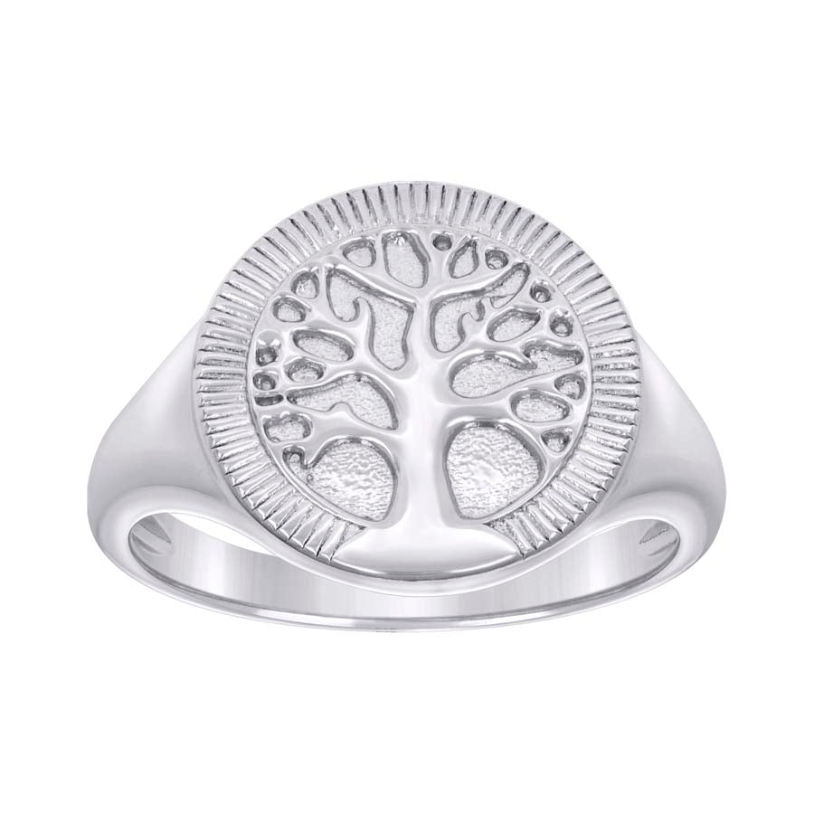 925 Sterling Silver Mens Tree Of Life Good Luck Ring Size 9 - SLV-134584