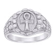 925 Sterling Silver Mens Nugget Egyptian Ankh Cross Religious Ring Size 10 - SLV-134595