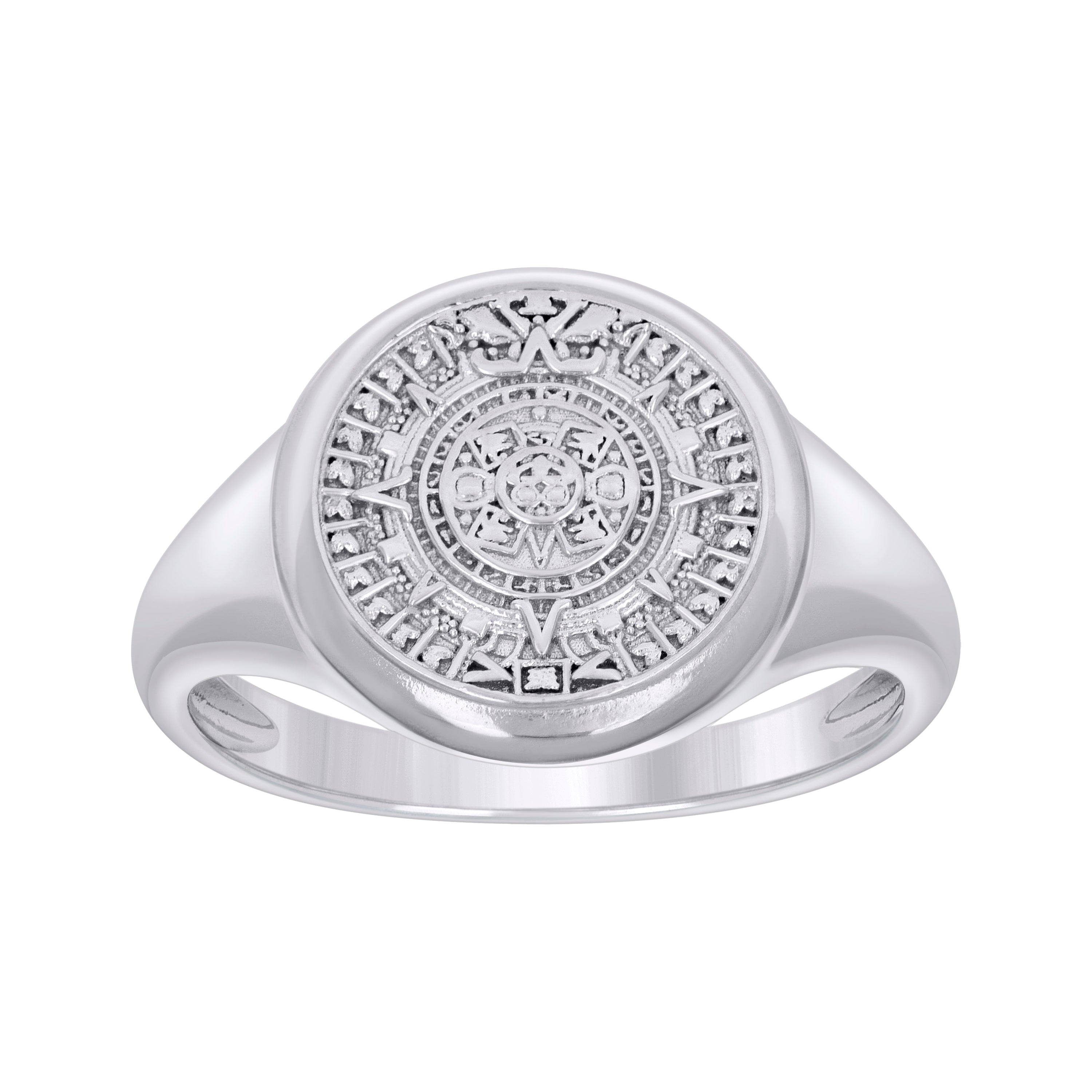 925 Sterling Silver Mens Aztec Calendar Fashion Ring Size 7