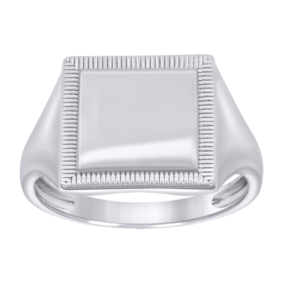 925 Sterling Silver Womens Square Statement Ring Size 10 - SLV-134620