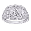 925 Sterling Silver Mens Nugget Masonic Symbol Ring Size 10 - SLV-134628
