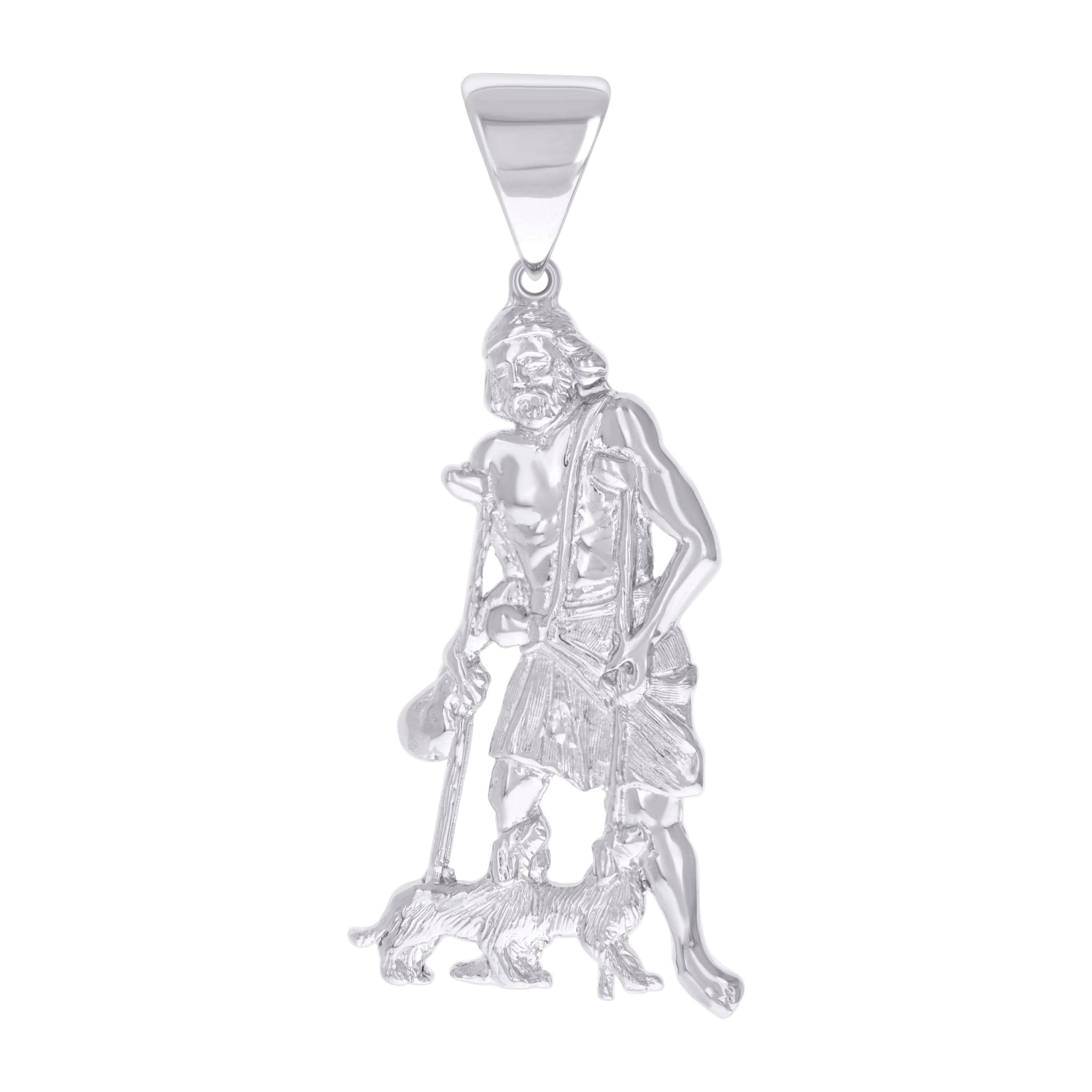925 Sterling Silver Mens St. Lazarus Religious Charm Pendant