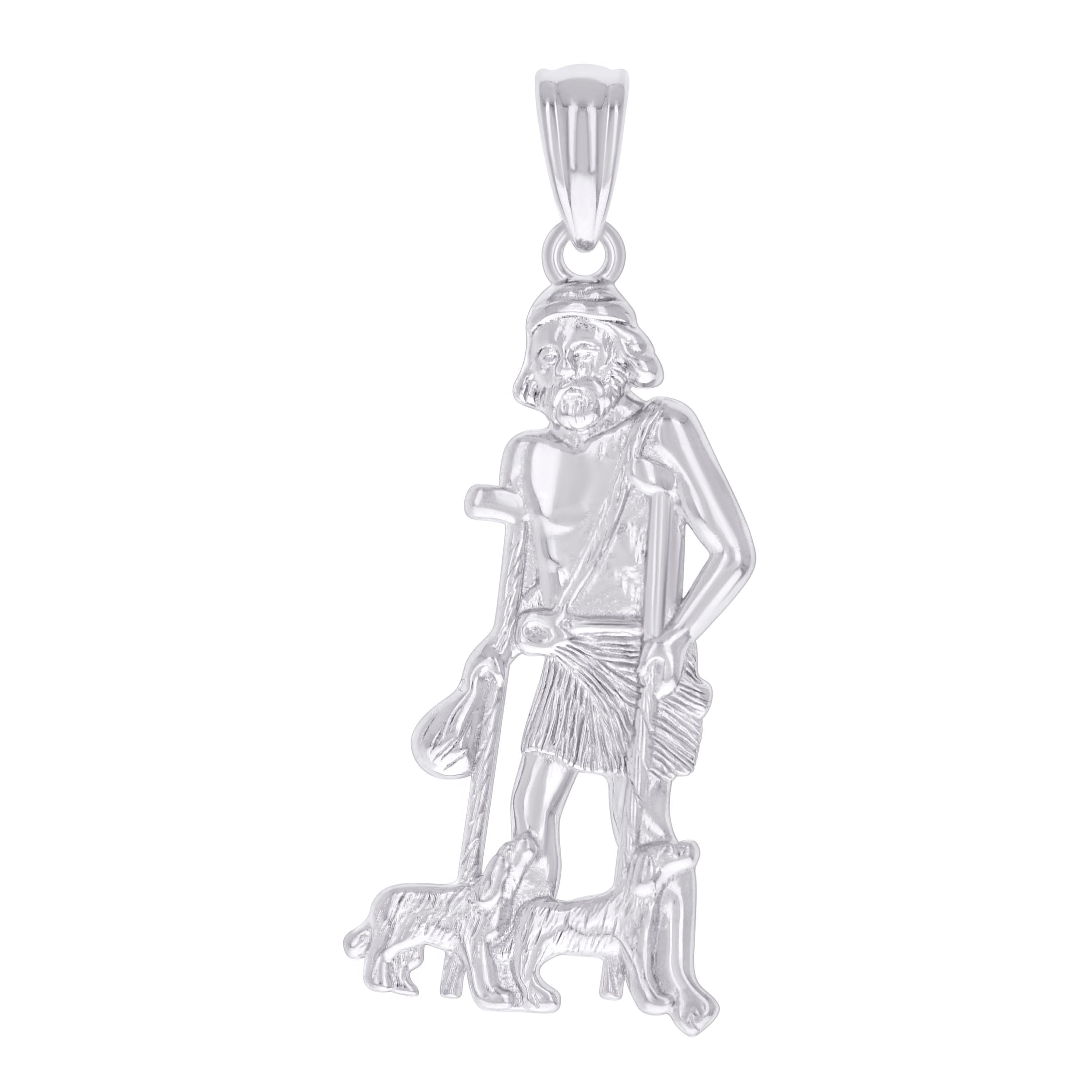 925 Sterling Silver Mens St. Lazarus Religious Charm Pendant