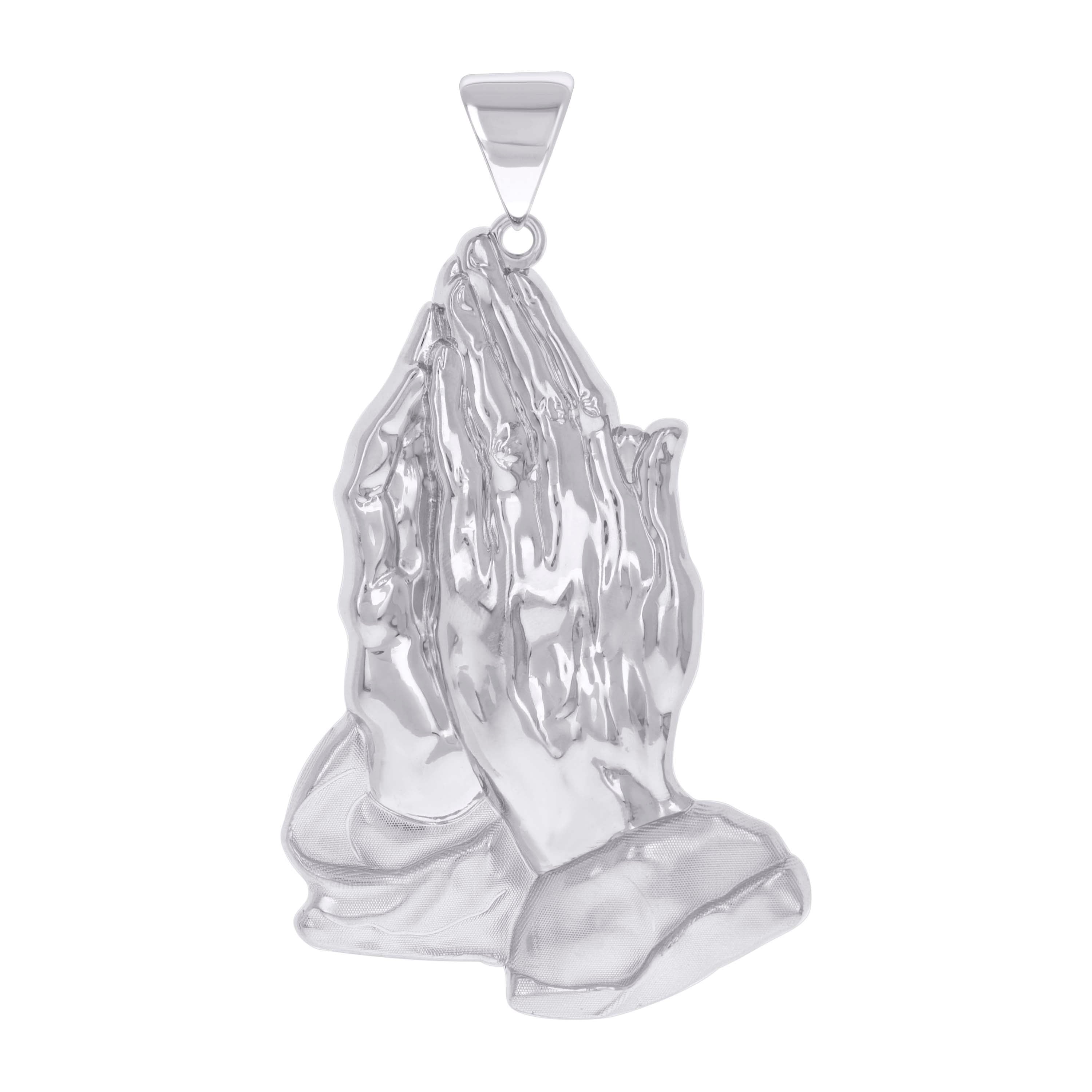 925 Sterling Silver Mens Praying Hands Symbol Religious Charm Pendant