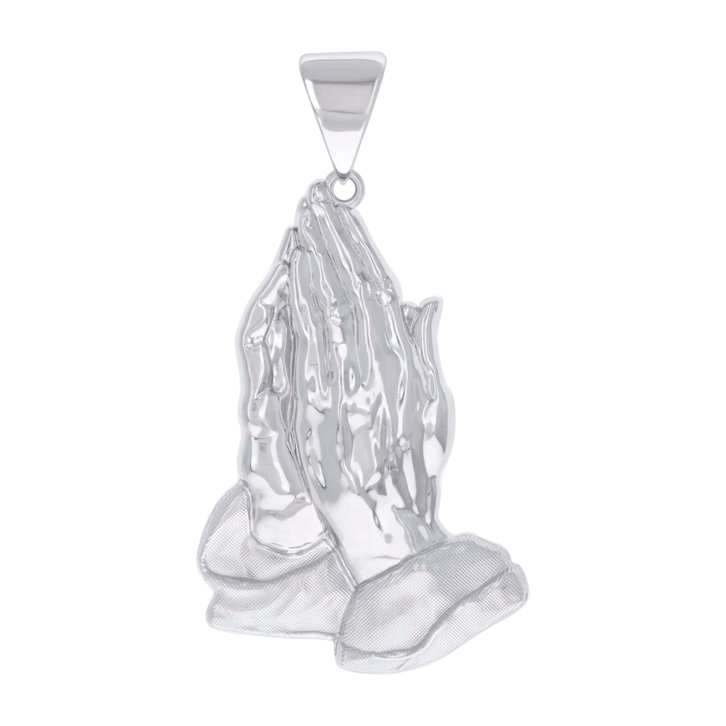 925 Sterling Silver Mens Praying Hands Symbol Religious Charm Pendant