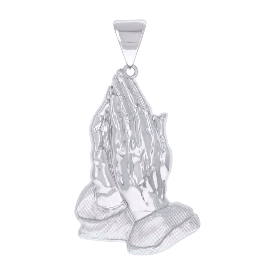 925 Sterling Silver Mens Praying Hands Symbol Religious Charm Pendant