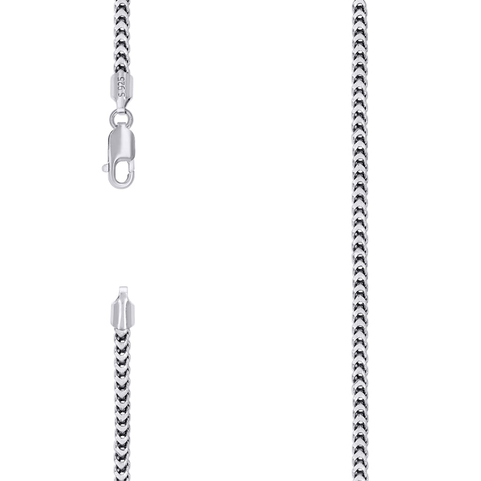 925 Sterling Silver Hollow Franco Chain Rhodium 070 2.5mm-8 - SLV-141305