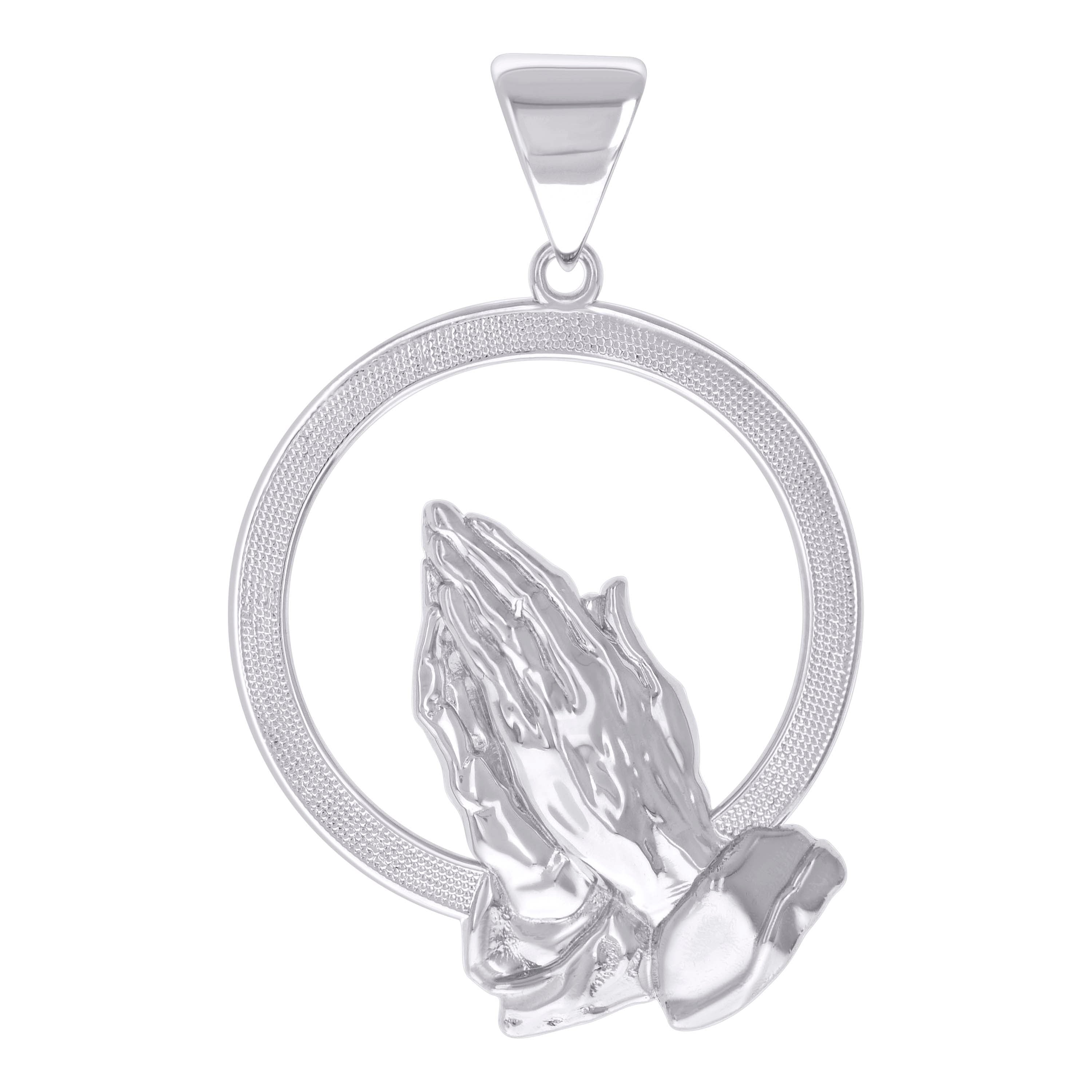 925 Sterling Silver Mens Praying Hands Symbol Religious Charm Pendant