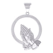 925 Sterling Silver Mens Praying Hands Symbol Religious Charm Pendant