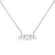 925 Sterling Silver Womens Cubic-Zirconia Heart MOM Charm Necklace Size 16 Inches 