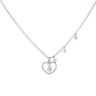 925 Sterling Silver Womens Cubic-Zirconia Love Heart Charm Necklace Size 16 Inches 
