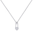 925 Sterling Silver Womens Cubic-Zirconia Heart Lock Charm Necklace Size 16 Inches 