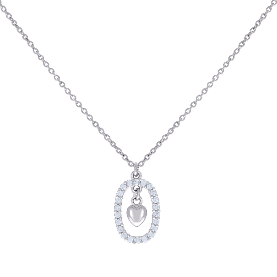 925 Sterling Silver Womens Cubic-Zirconia Heart Charm Necklace Size 16 Inches 