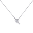 925 Sterling Silver Womens Cubic-Zirconia Cupid Heart Charm Necklace Size 16 Inches 