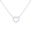 925 Sterling Silver Womens Cubic-Zirconia Love Heart Charm Necklace Size 16 Inches 