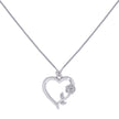 925 Sterling Silver Womens Rose Flower Heart Charm Necklace Size 16 Inches 