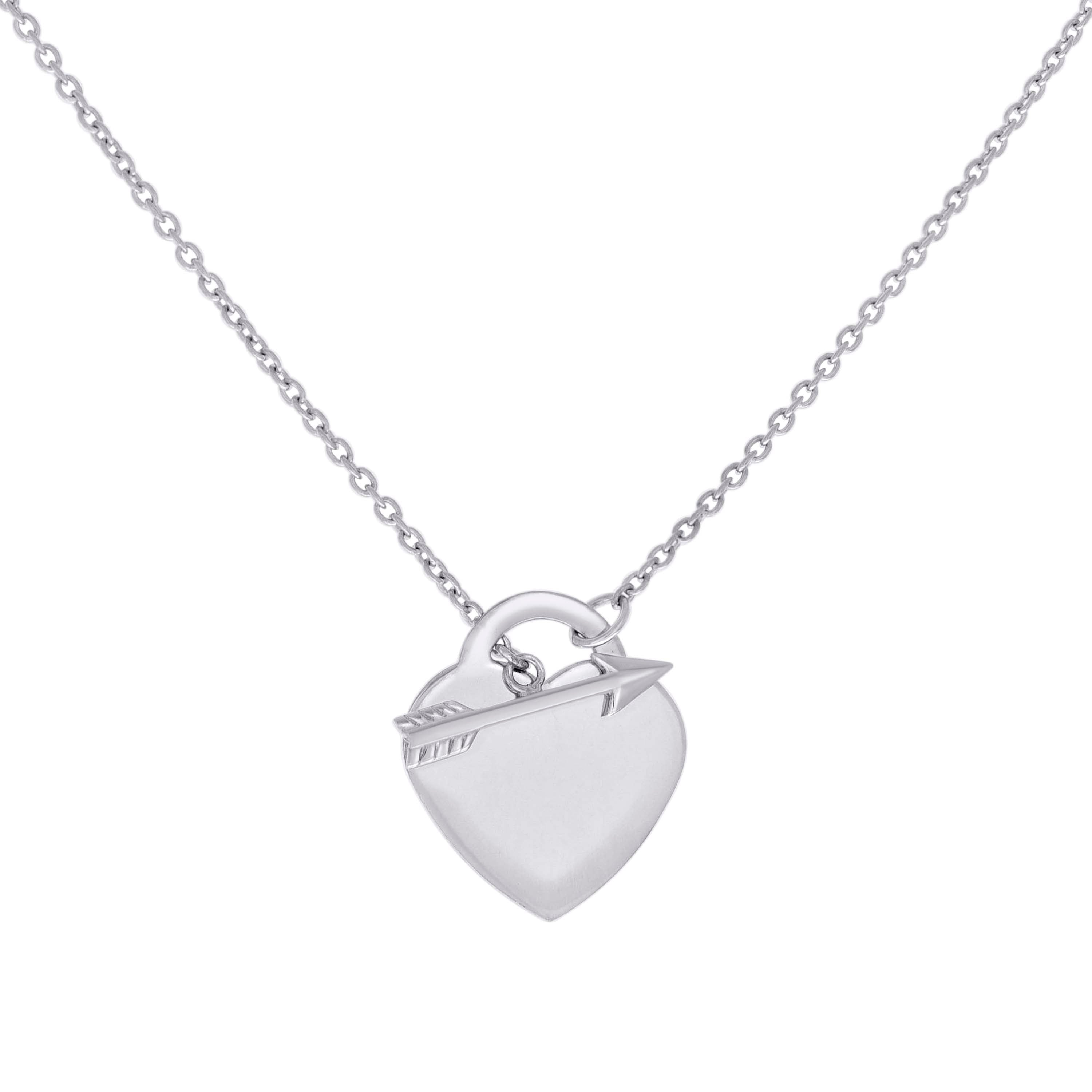 925 Sterling Silver Womens Cupid Heart Charm Necklace Size 16 Inches 