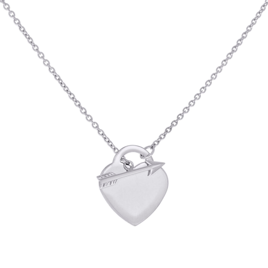 925 Sterling Silver Womens Cupid Heart Charm Necklace Size 16 Inches 