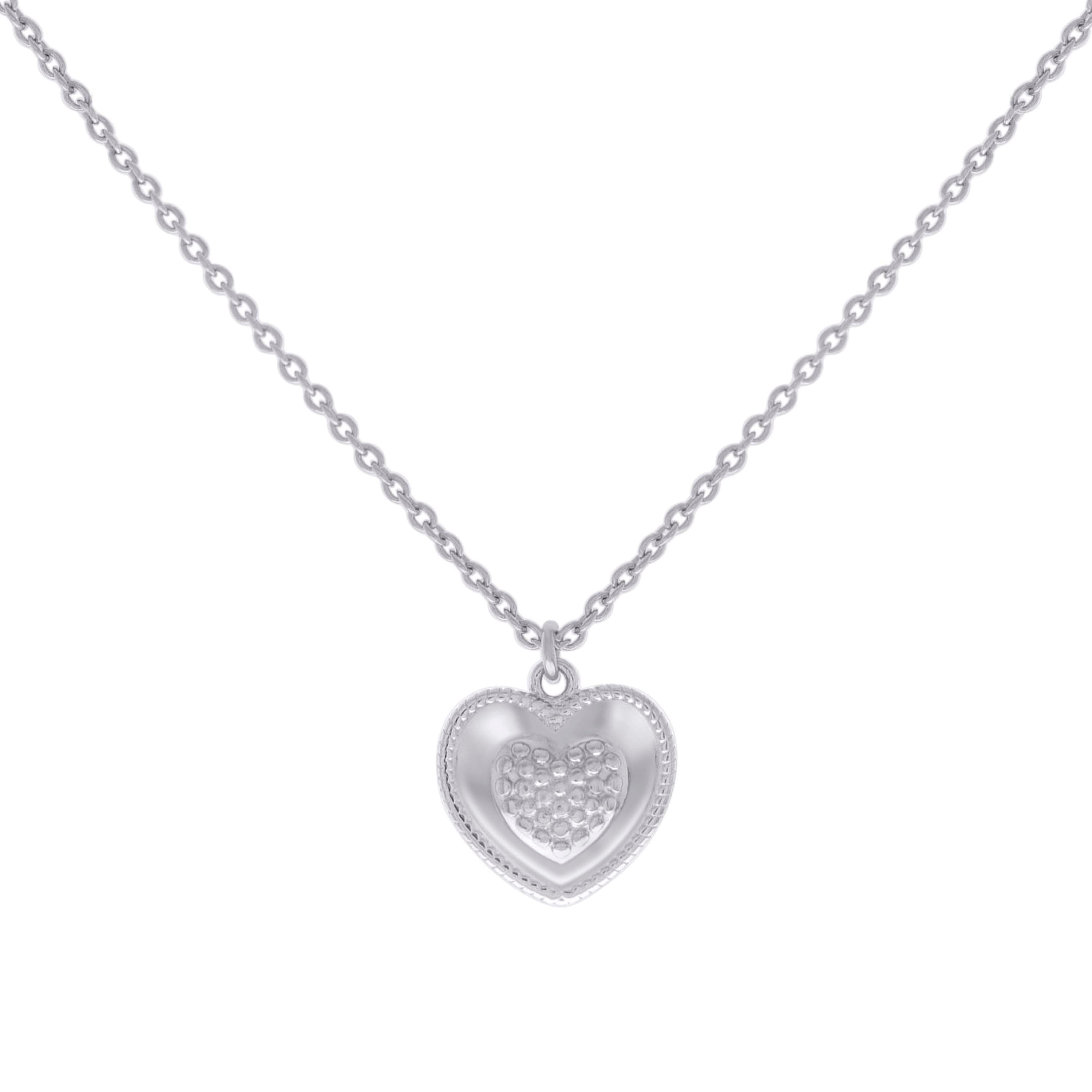 925 Sterling Silver Womens Heart Charm Necklace Size 16 Inches 