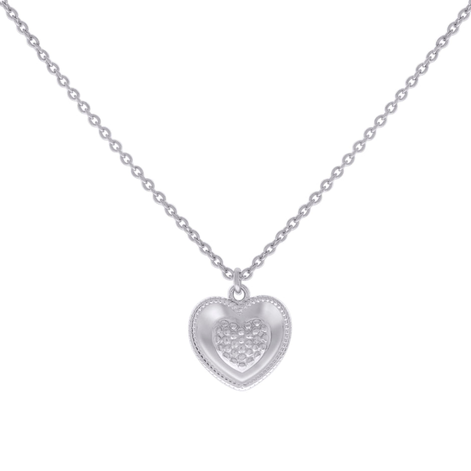 925 Sterling Silver Womens Heart Charm Necklace Size 16 Inches 