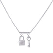 925 Sterling Silver Womens Lock & Key Charm Necklace Size 16 Inches 
