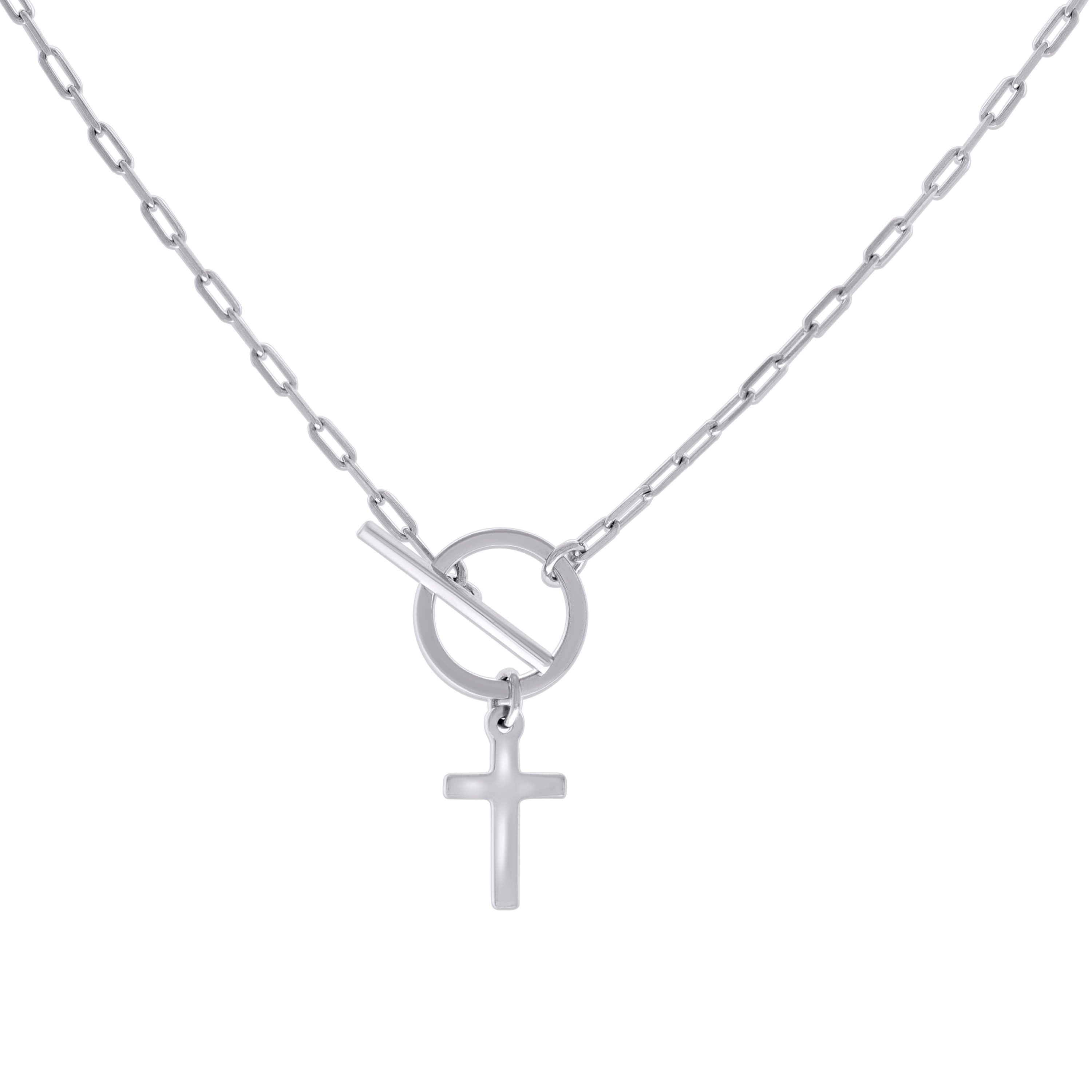 925 Sterling Silver Womens Cross Religious Charm Necklace Size 16 Inches 