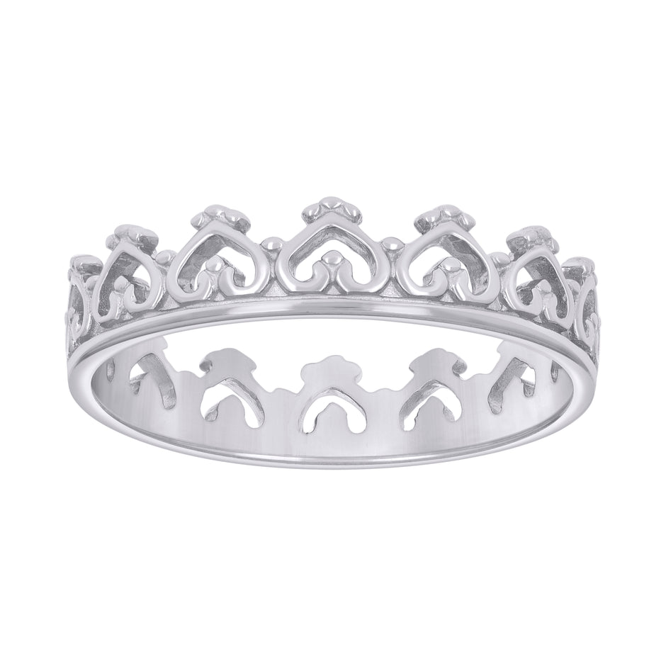925 Sterling Silver Womens Heart Crown Fashion Ring Size 5