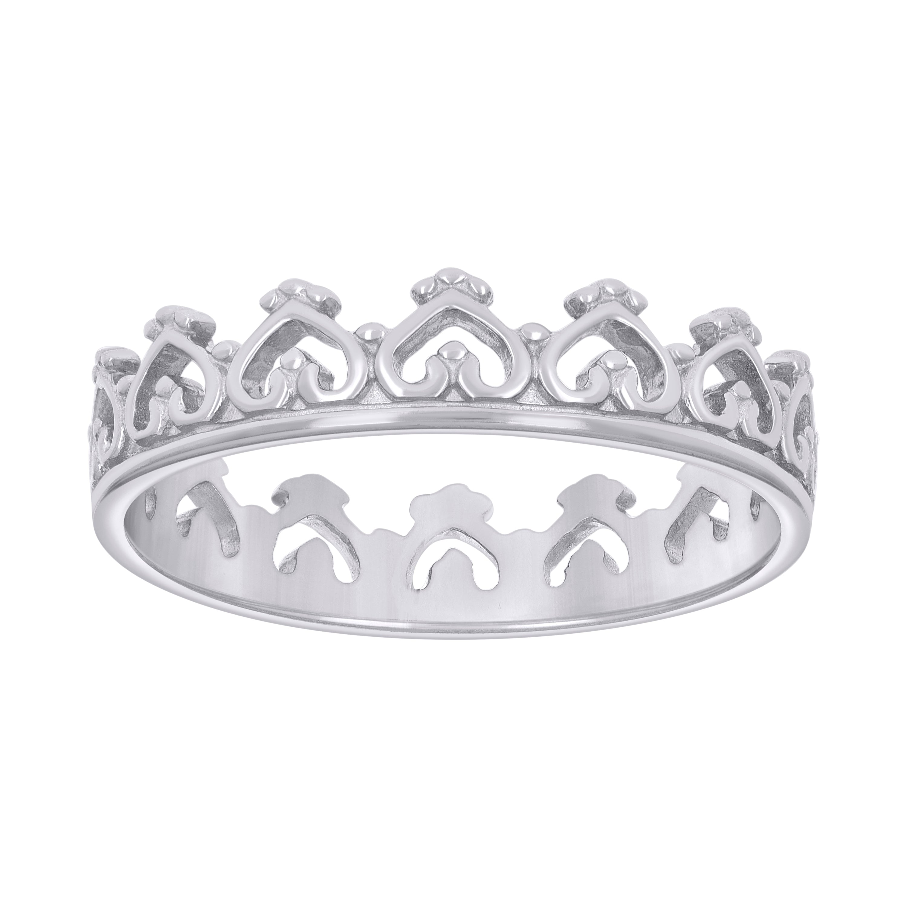 925 Sterling Silver Womens Heart Crown Fashion Ring Size 9 - SLV-134779