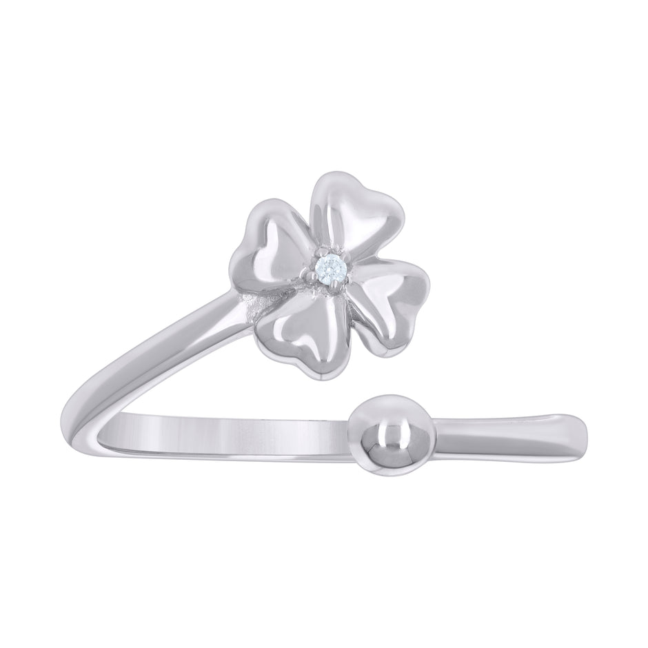 925 Sterling Silver Womens Cubic-Zirconia Flower Fashion Ring Size 8 - SLV-134785