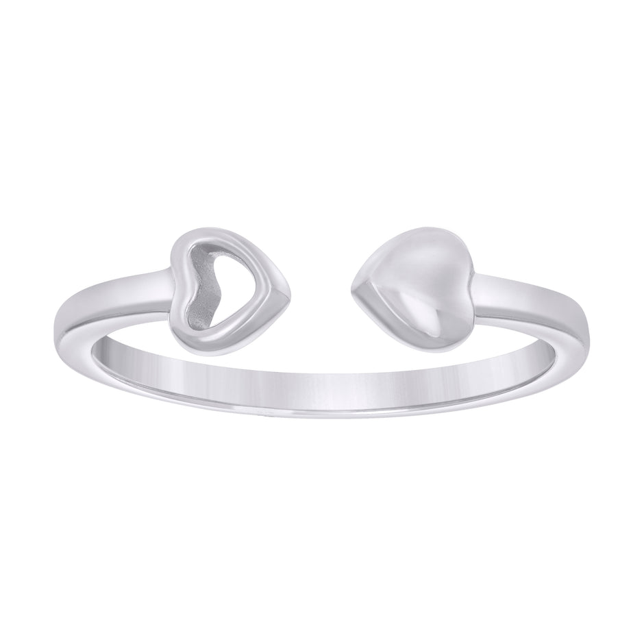 925 Sterling Silver Womens End to End Heart Ring Size 9 - SLV-134820