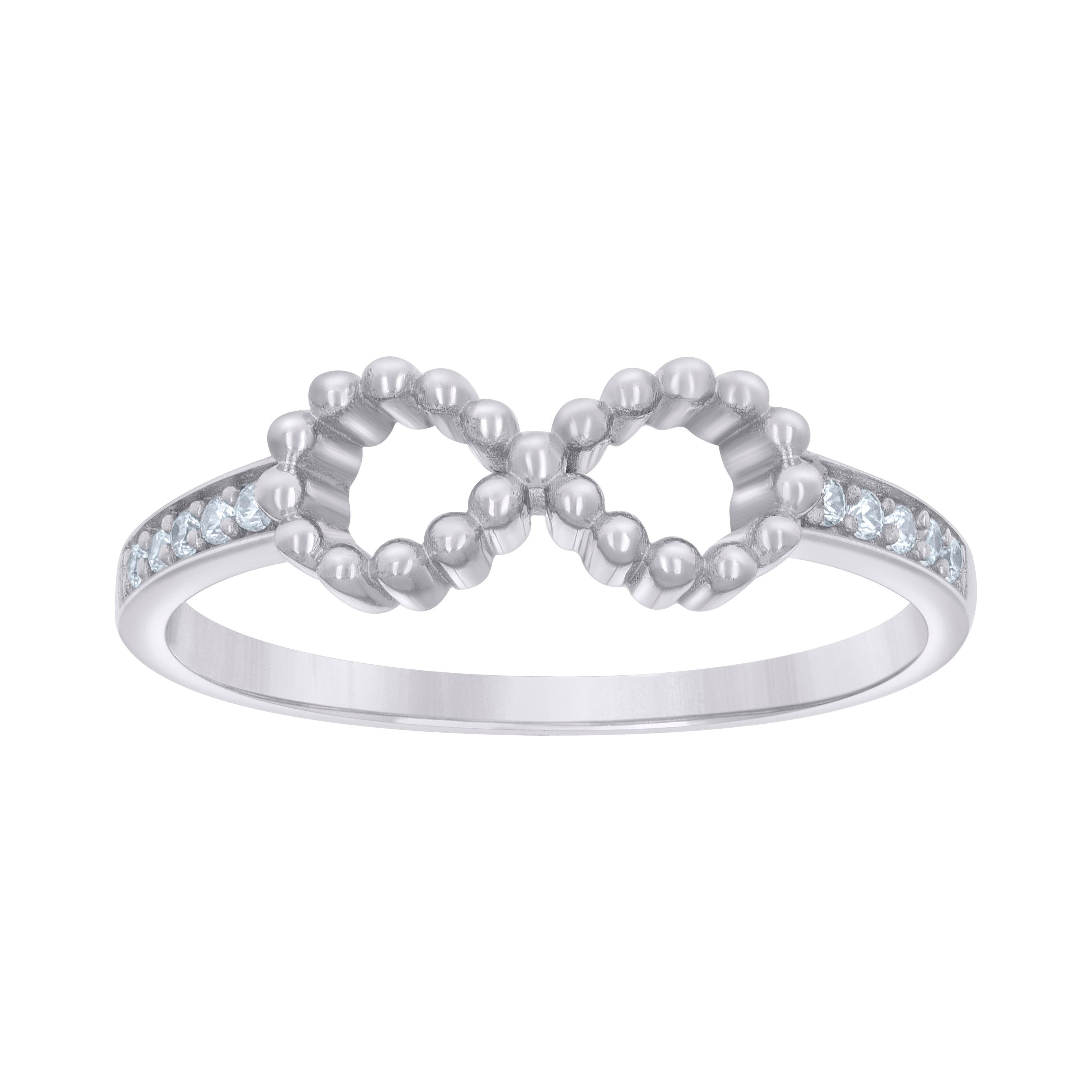 925 Sterling Silver Womens Cubic-Zirconia Love Infinity Ring Size 6 - SLV-134835