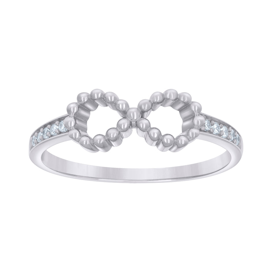 925 Sterling Silver Womens Cubic-Zirconia Love Infinity Ring Size 8 - SLV-134837