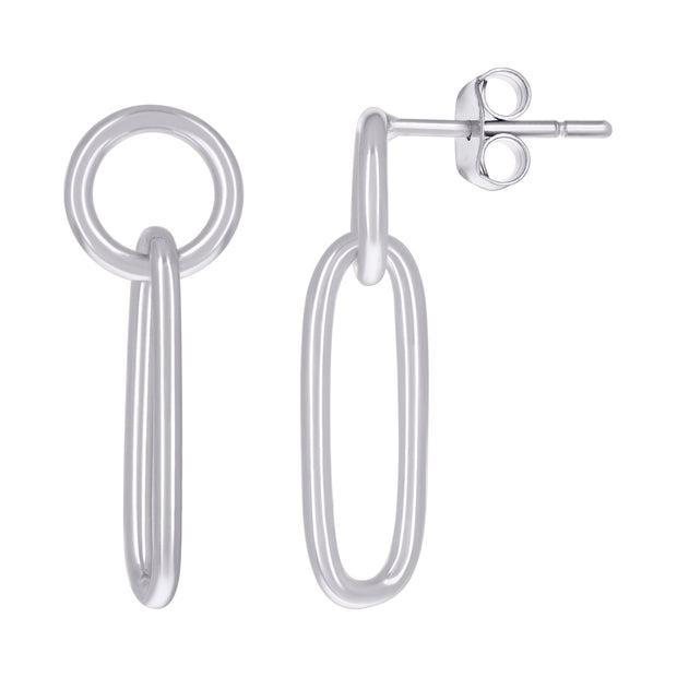 925 Sterling Silver Womens Elongated Oval Danglers Earrings 