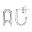 925 Sterling Silver Womens Cubic-Zirconia J-Shaped Stud Earrings 