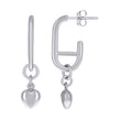 925 Sterling Silver Womens Heart Danglers Earrings 
