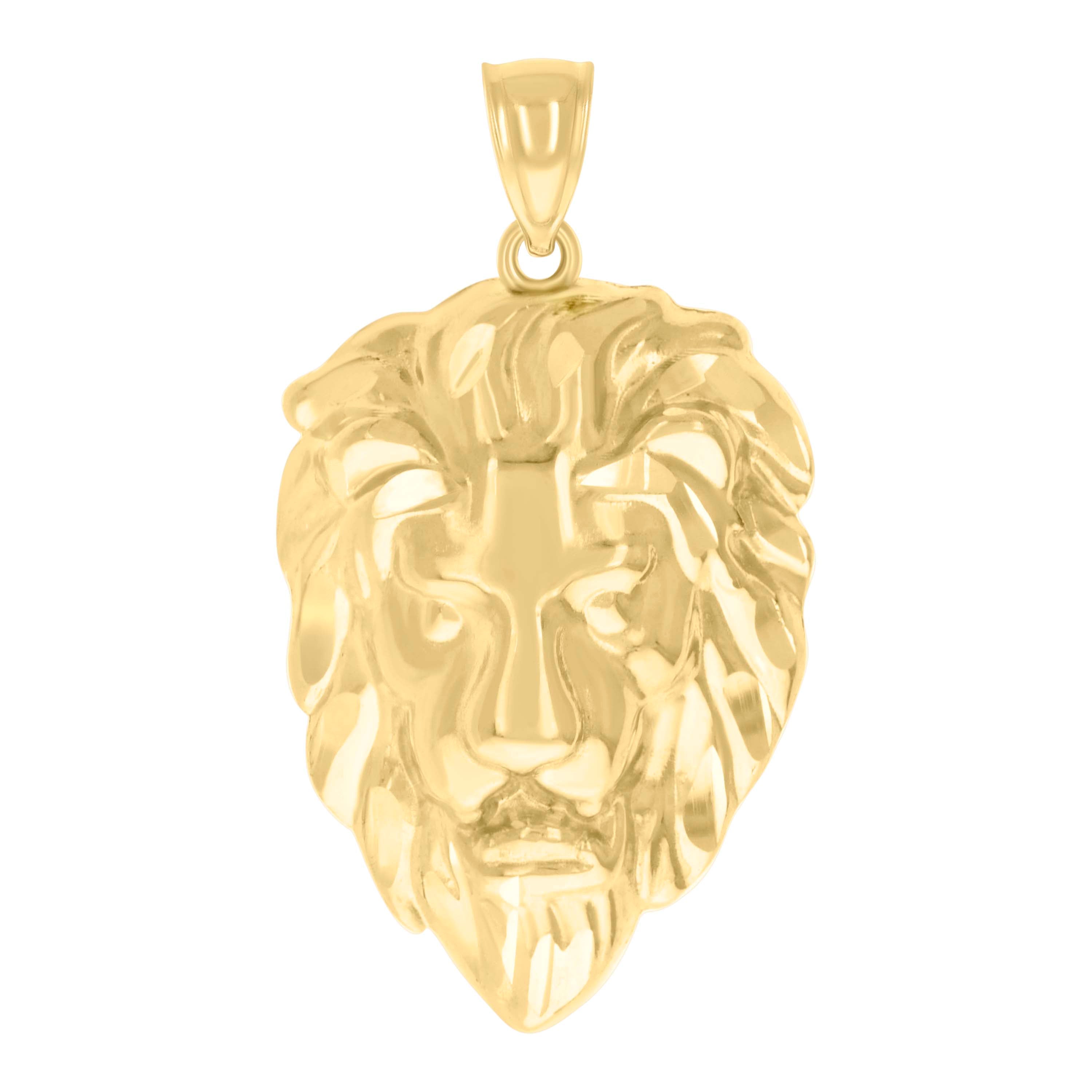 10kt Yellow Gold Mens Leo/Lion Head Zodiac Sign/Wildlife Charm Pendant 