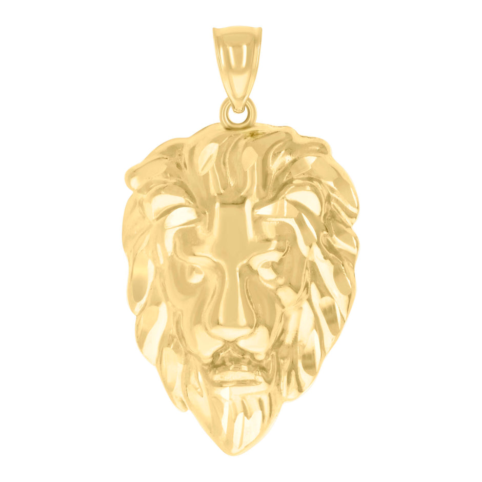 10kt Yellow Gold Mens Leo/Lion Head Zodiac Sign/Wildlife Charm Pendant 