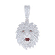 925 Sterling Silver Mens 2.81ct Moissanite With Red Cubic-Zirconia Leo/Lion Head Zodiac Sign/Wildlife Charm Pendant