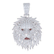 925 Sterling Silver Mens 2.72ct Moissanite With Red Cubic-Zirconia Leo/Lion Head Zodiac Sign/Wildlife Charm Pendant