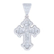 925 Sterling Silver Mens Baguette Round Cubic-Zirconia Cross Religious Charm Pendant