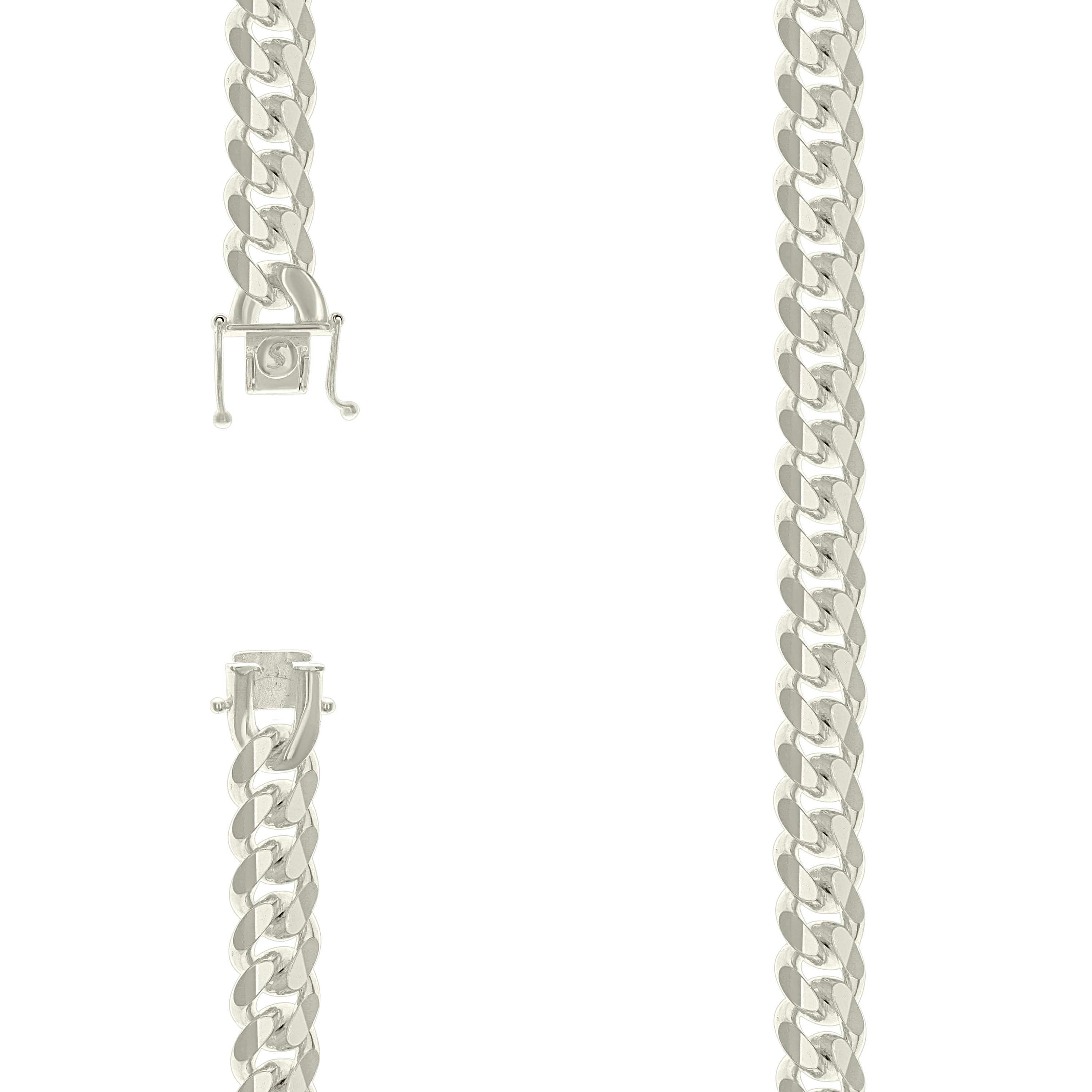 925 Sterling Silver Solid Miami Cuban Chain Silver 300 9.8mm-24