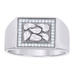 925 Sterling Silver Mens Cubic-Zirconia Nugget Square Head Fashion Ring Size 12 - SLV-135070