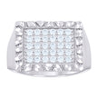 925 Sterling Silver Mens Cubic-Zirconia Square Head Fashion Ring Size 9 - SLV-135083