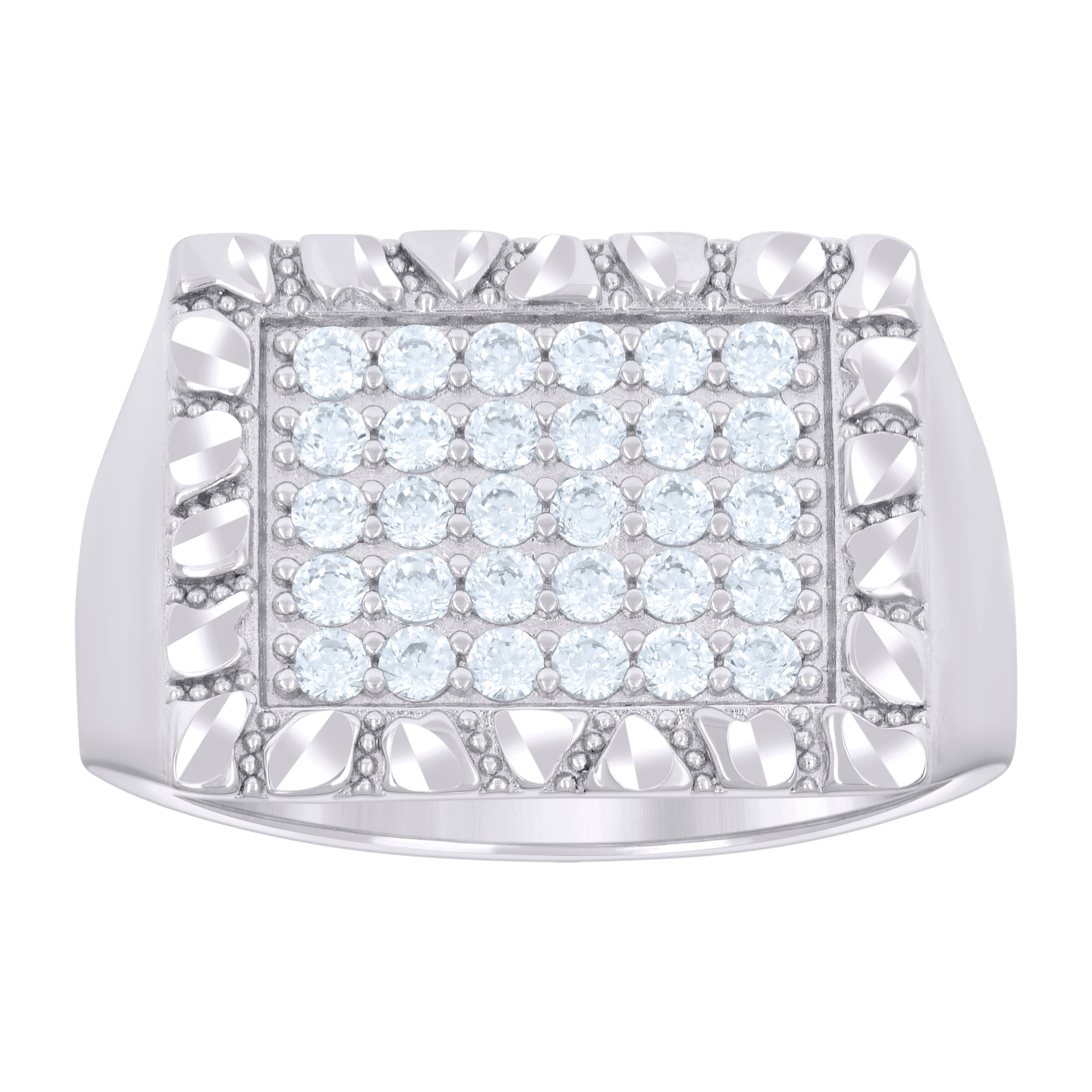 925 Sterling Silver Mens Cubic-Zirconia Square Head Fashion Ring Size 11 - SLV-135085